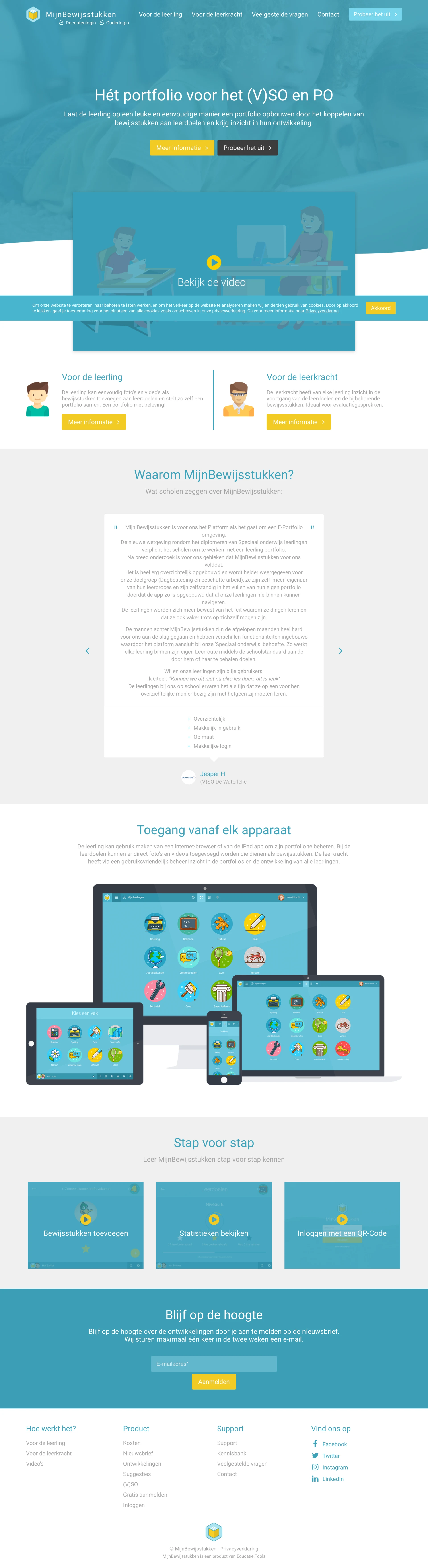 MijnBewijsstukken dashboard voor school, docent en leerlingvoortgang