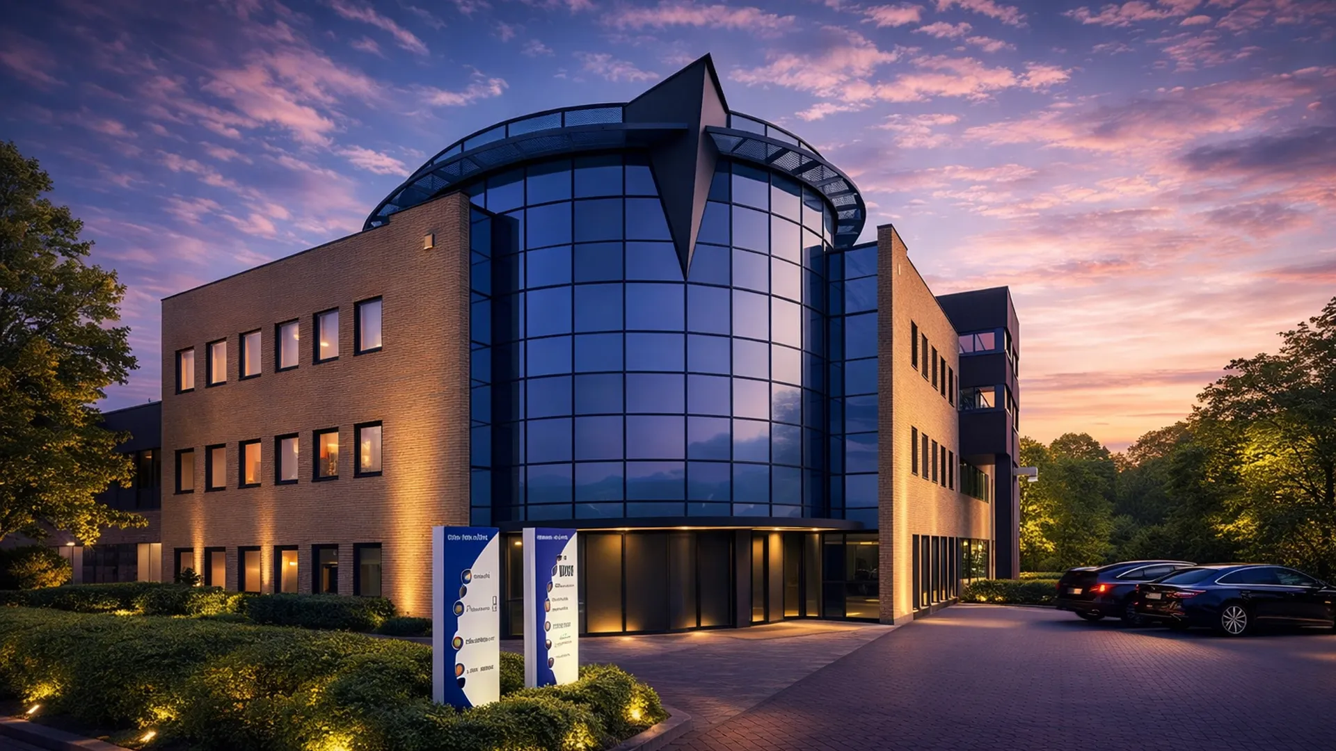 Het kantoorgebouw van Coding Agency op Blankenstein in Meppel, met kenmerkende glazen pui