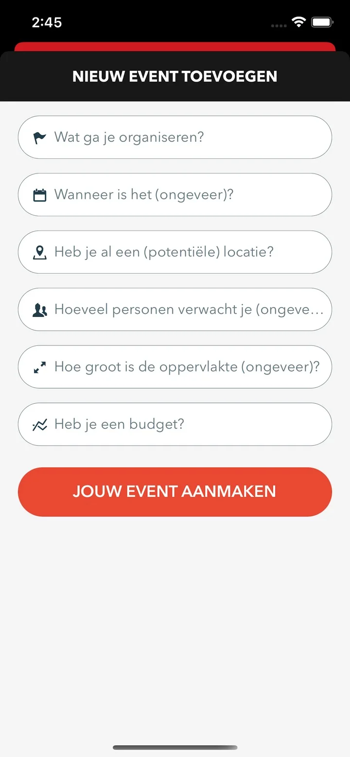 Eventfull app — scherm 3